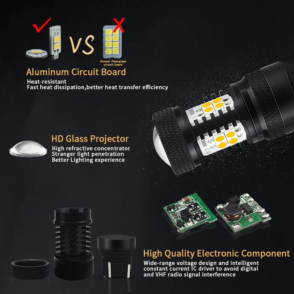 AUXITO 2x BA15S P21W 1156 светодиодный лампы W21W 7443 W21/5 Вт 7440 светодиодный указатель поворота T25 3156 3157 P27/7 Вт задний тормоз огни DRL авто светодиодные лампы
