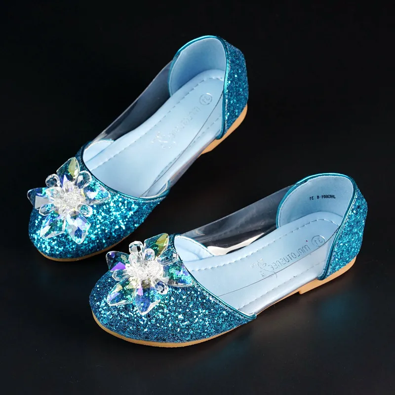 Girl's Sparkling Glitter Flat Heel Closed Toe Flats With Rhinestone Party Shoes601-8 | Детская одежда и обувь