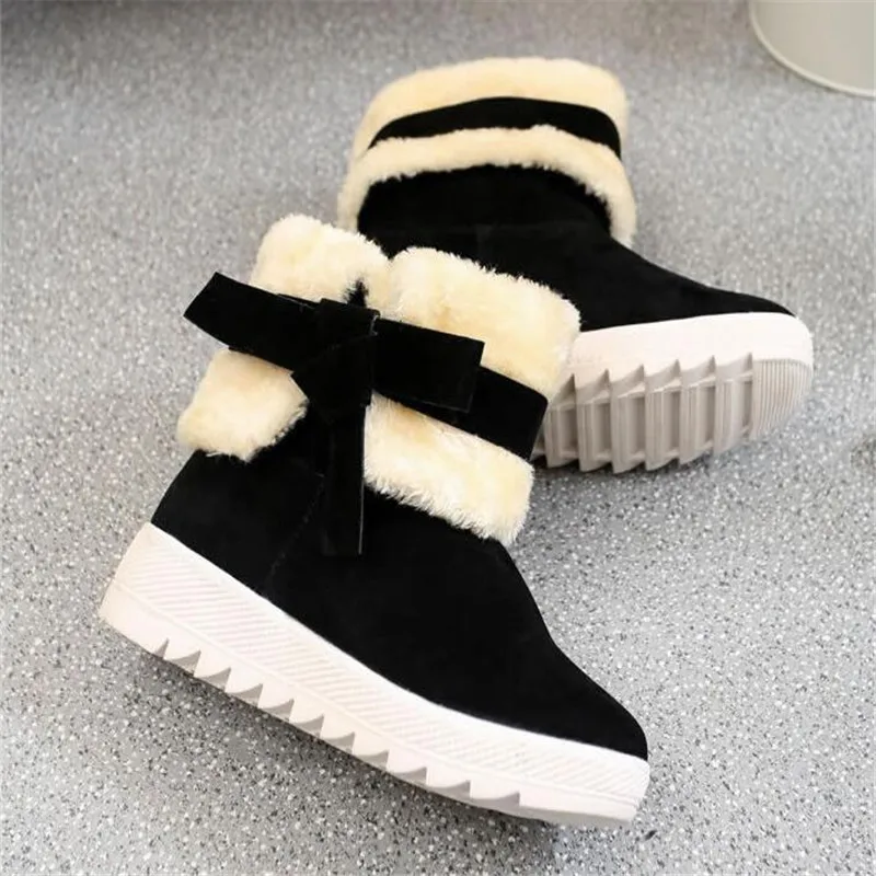 Женские зимние ботинки MXHY Теплые ботильоны с бантом для студентов модные детские