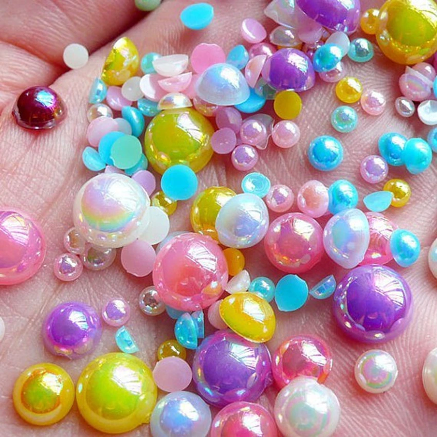 Бусины для изготовления ювелирных изделий 3-10 мм смешанные размеры 1000 шт. цветные