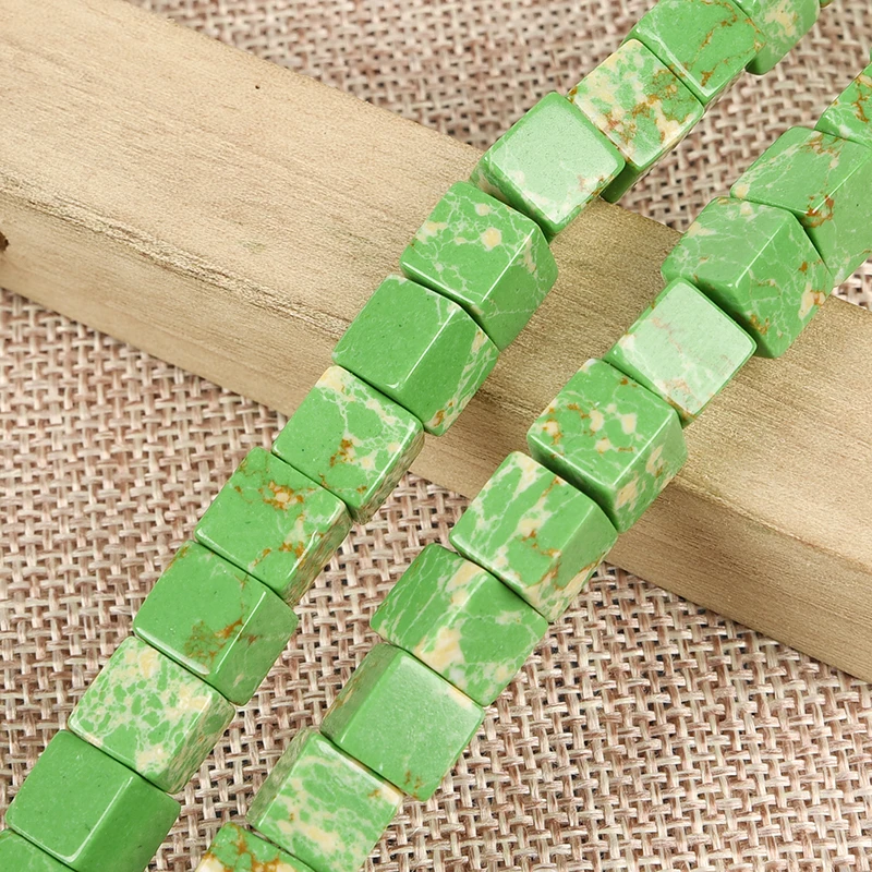 Light Green 8*8*8mm Emperor Stone Loose beads Fit Gifts Necklace Bracelet Accessories findings 15inch For Male and Female H336 | Украшения