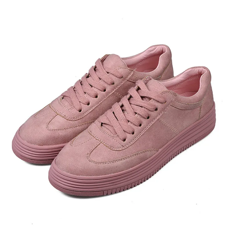

Dropshipping Genuine Leather Flats White Women Shoes Platform Spring Autumn Casual Shoes Woman Lace Up Plus Size Female Sneakers