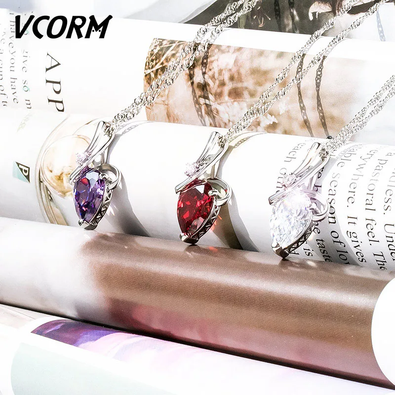 Женское Ожерелье с кристаллами VCORM ожерелье подвеской в виде сердца милый и