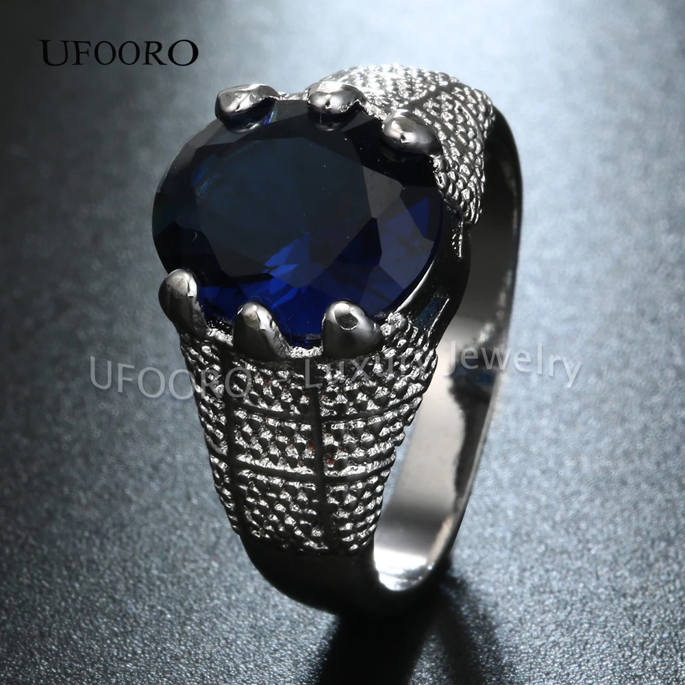 Кольца UFOORO из Королевского голубого циркония с круглым камнем обручальное