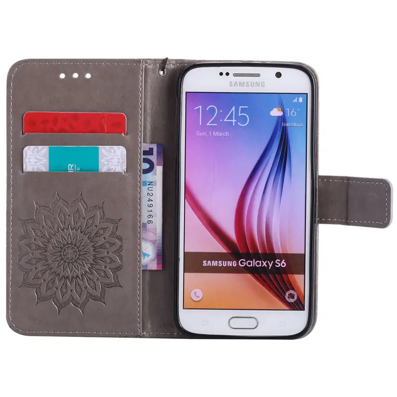 Чехол для Samsung S6 кошелек искусственная кожа силиконовый чехол телефона Galaxy G920 G920F