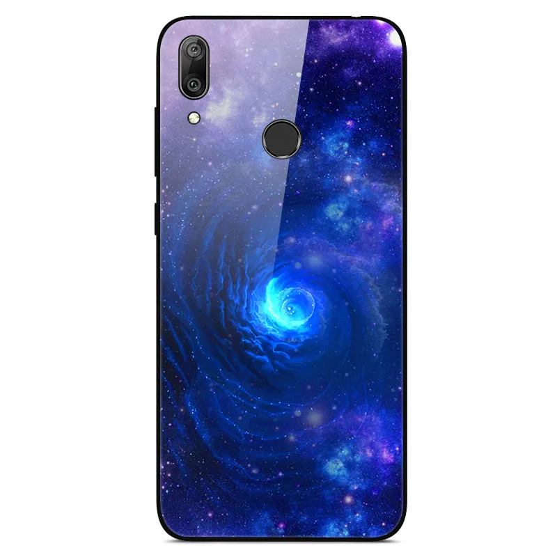 Y7 чехол для huawei Y7, чехол из закаленного стекла с изображением планеты, Космический Чехол, стеклянный чехол на заднюю панель для huawei Y7 Prime Y 7, чехол - Цвет: 13
