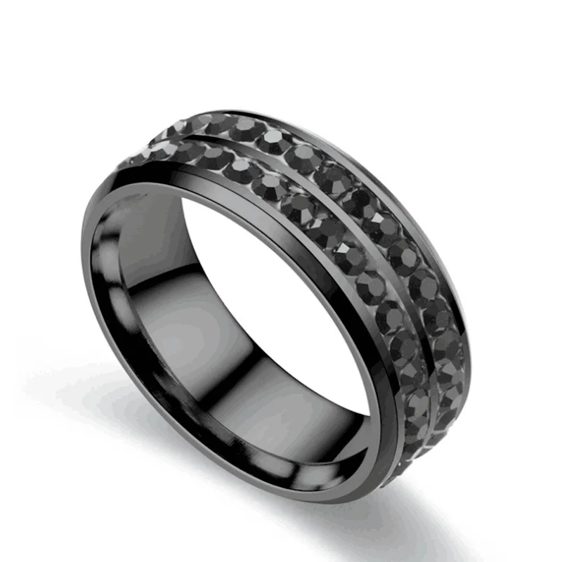 R510 Stainless steel ring for men and women double line jewelry wholesale - Цвет основного камня: R510