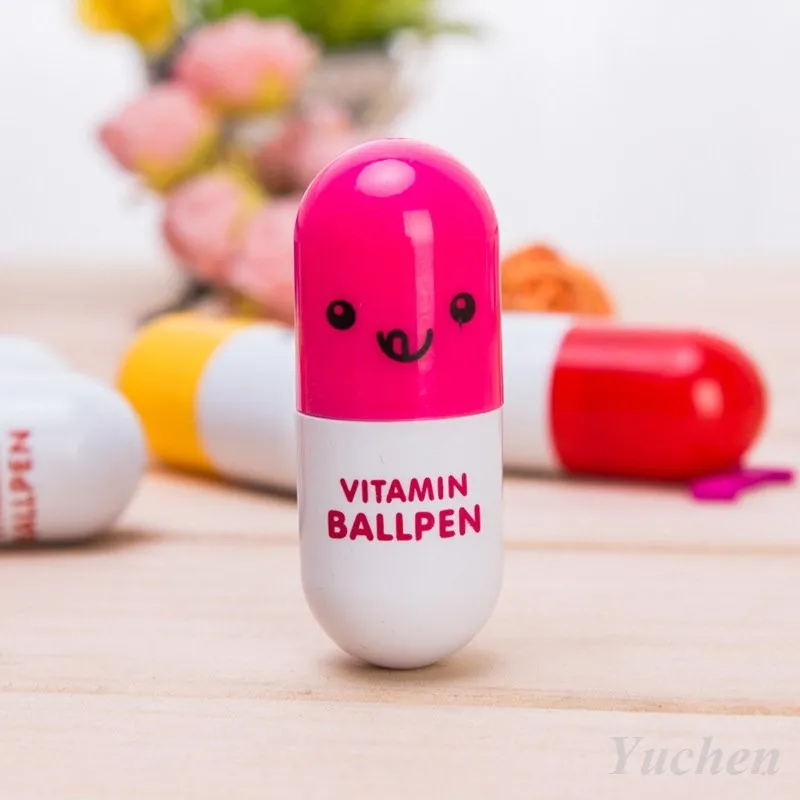 12 шт./лот милые Kawaii пилюля шариковая ручка милые телескопические витамины Новинка Шариковая ручка Обучающие принадлежности