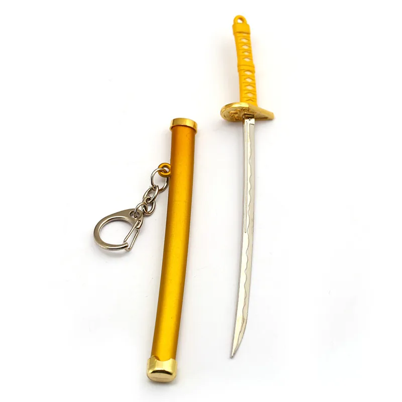 huang se Цельнокроеный брелок Roronoa Zoro Sword, металлический брелок для ключей, кольцо для мужчин, автомобиля, женщин, сумка, ювелирное изделие, держатель ножны, катана - Цвет: huang se