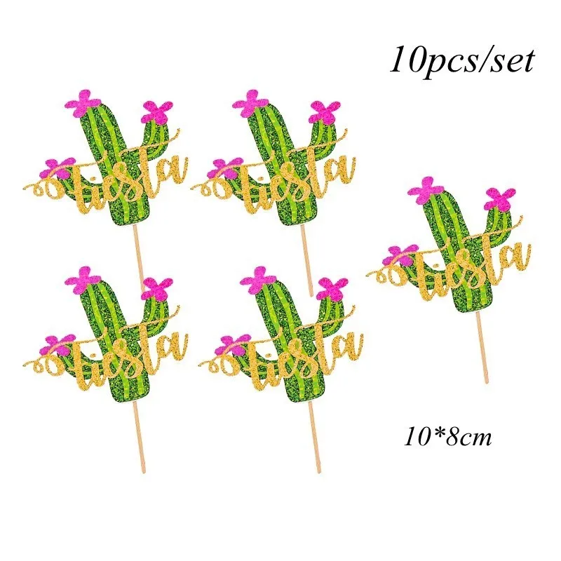 10pcs Cactus A 1 Набор, вечерние одноразовые столовые приборы в виде кактуса, ламы, воздушные шары, салфетка, зеленое растение, гирлянда для украшения дня рождения, тропические вечерние принадлежности - Цвет: 10pcs Cactus A