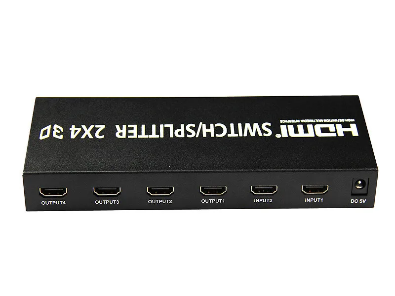 HDMI Splitter 2X4 Переключатель с аудио выход Switcher 2 в 4 для HDTV PC DVD PS3 Полный HD1080p Поддержка