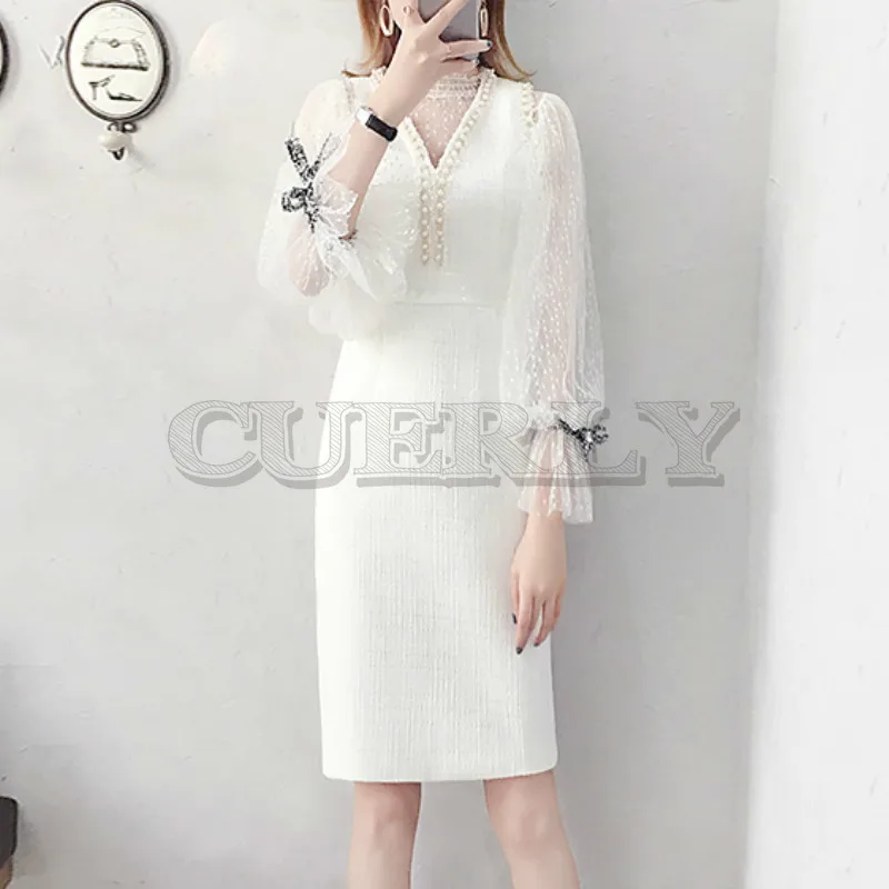 Милая Кружевная рубашка с длинными рукавами блузки 2019 летнее платье в Корейском