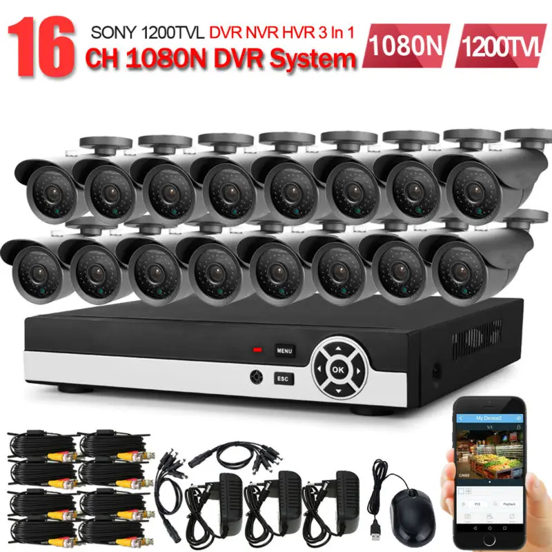 Камера видеонаблюдения JORANKAHD 16 каналов AHD 1080N HDMI 1080 P SONY 1200TVL жесткий диск 1 ТБ|hdd 1tb|hdd