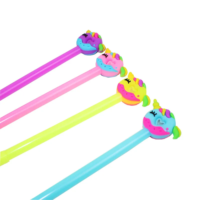

2 pcs/lot Unicorn Donut Gel Pen Cute 0.5 mm black ink Signature pens for writing office school supplies stationery gift