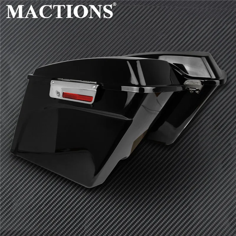 

Motorcycle 5" Vivid Black Stretched Extended Hard Saddlebags For Harley Touring Road King Street Glide Electra Glide 1993-2013