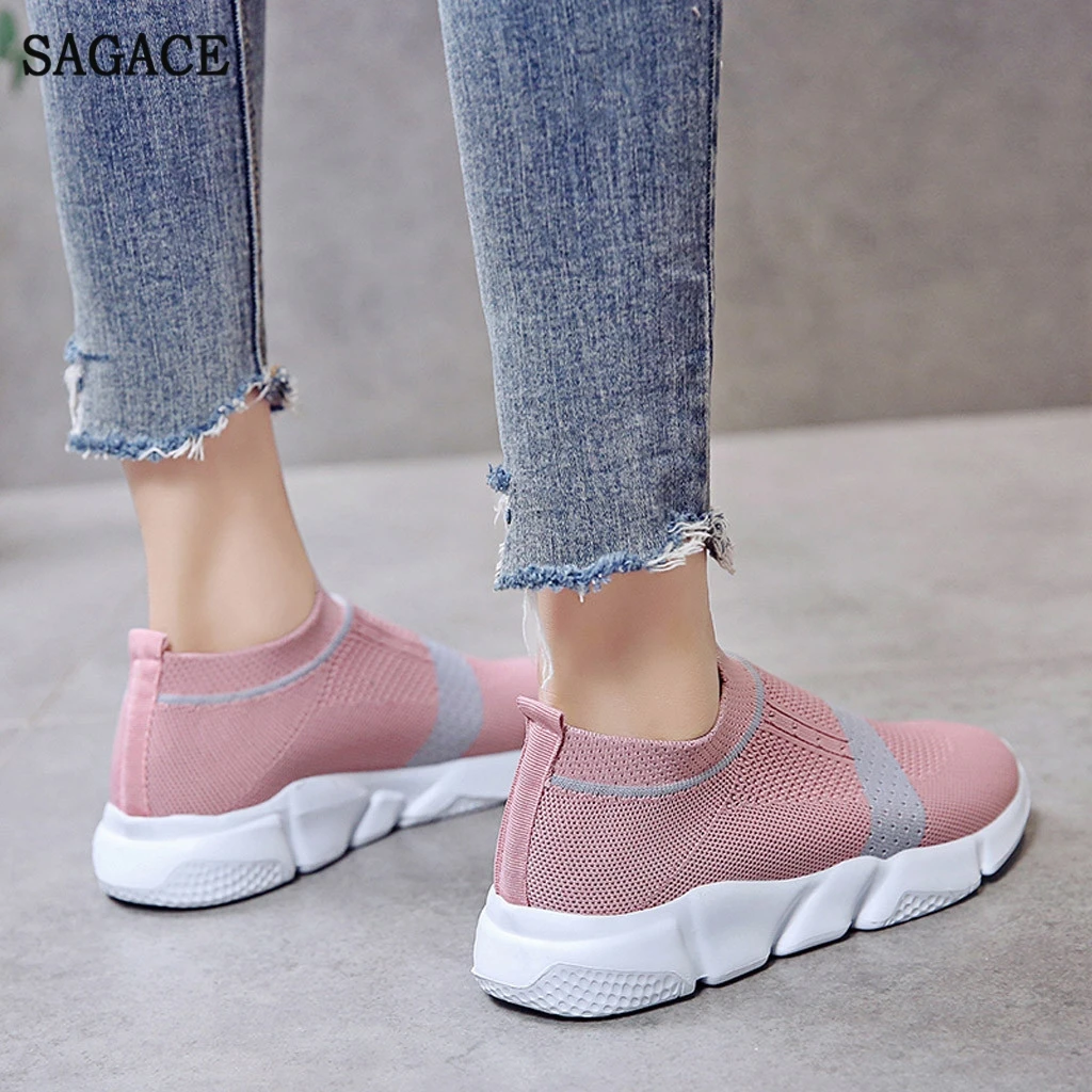 Кроссовки SAGACE женские летающие Вулканизированная подошва без шнуровки дышащие