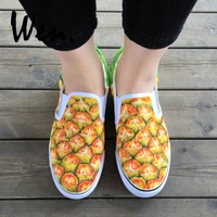 wen original hand painted shoes design custom fruit series pineapple yellow slip on canvas sneakers for man woman unique gifts