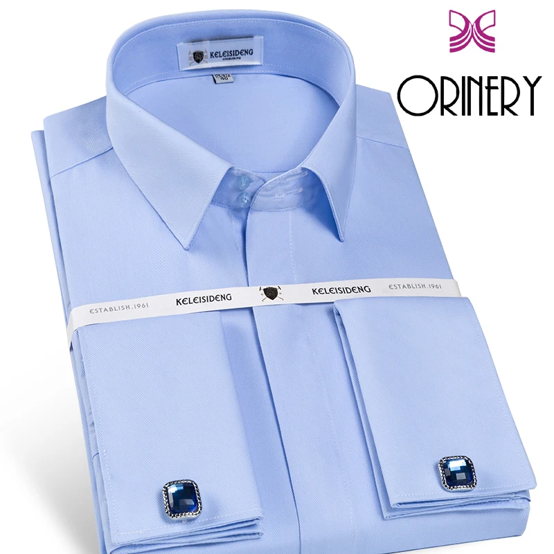 ORINERY 2019 Новое поступление французскими манжетами мужская рубашка с длинным