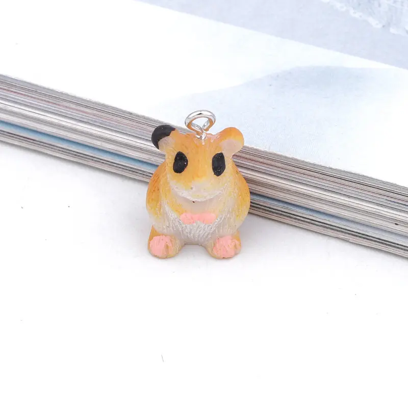 cangshu 2 шт милый хомяк брелок в виде фламинго Смола амулеты Diy Поделки результаты ручной работы Зодиак чехол для телефона ожерелье Животные Подвески - Окраска металла: cangshu