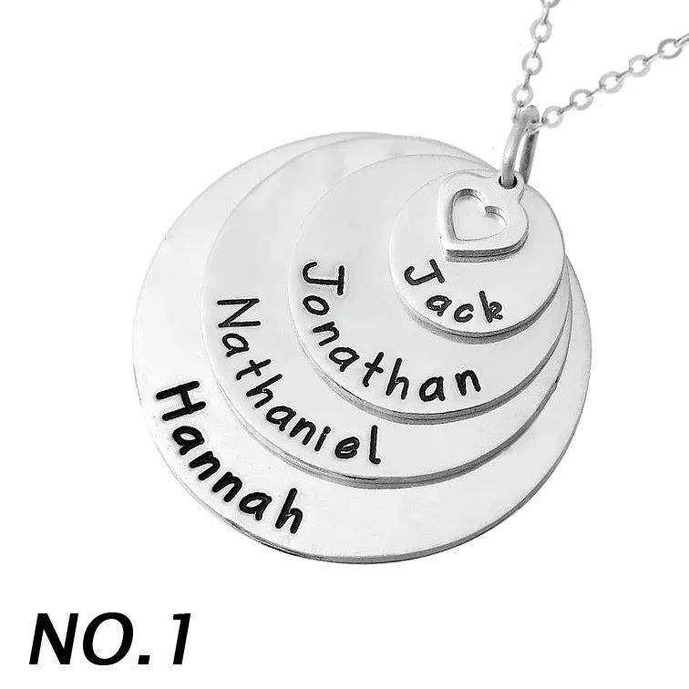 

Personalised Layered Stylish stack disc name necklace,alloy pendent,engraved family member names, custom mother's necklace