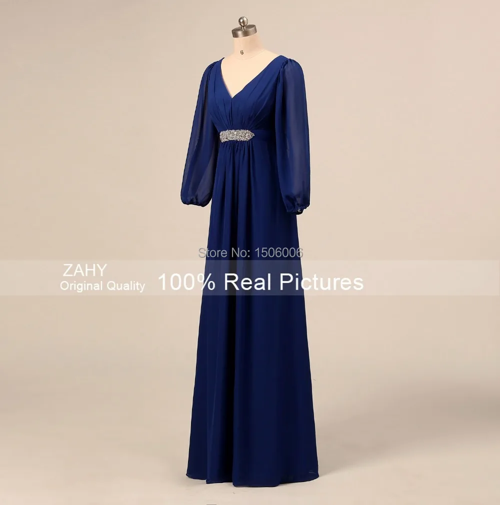 

Original designer V-neck Evening Dress For Mother Of Gowns 2015 New arrival Full Sleeves Chiffon Floor-Length Formal Mother Gown