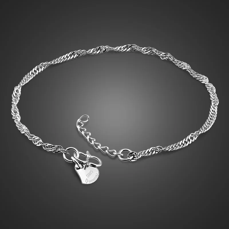 

Женский браслет, простой стиль, чистое серебро 925 пробы, вода браслет, цельное Серебряное украшение, 19,5 см, размер, подарок на день рождения, ...