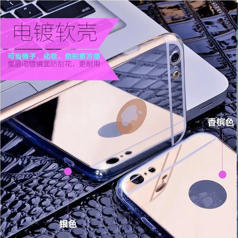 Роскошный зеркальный чехол из ТПУ с силиконовой рамкой для iphone 5S 5 SE 6 6S 7 Plus 4 7/5 '
