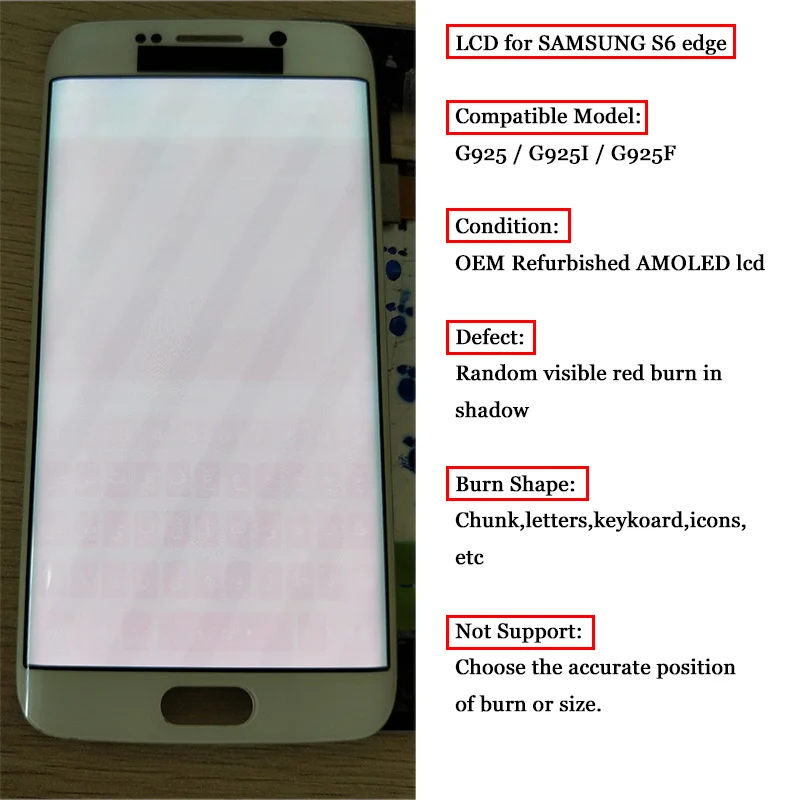 5 1 ''ЖК дисплей с красным ожогом для samsung Galaxy S6 Edge/Plus G925 G925F G928 ЖК + сенсорный