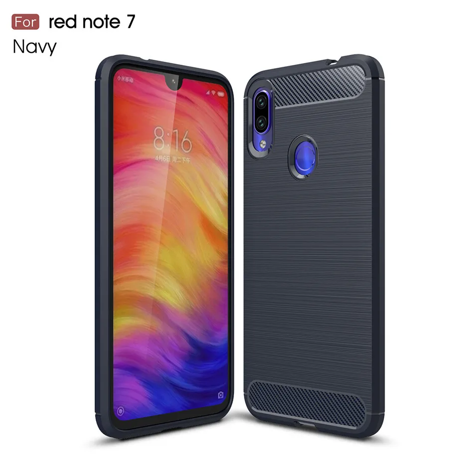 Синий Чехол для Xiaomi Redmi Note 7 Pro Redmi 7 Чехол Силиконовый ТПУ из углеродного волокна Мягкий силиконовый для Xiaomi Redmi Note 7 Чехол - Цвет: Синий