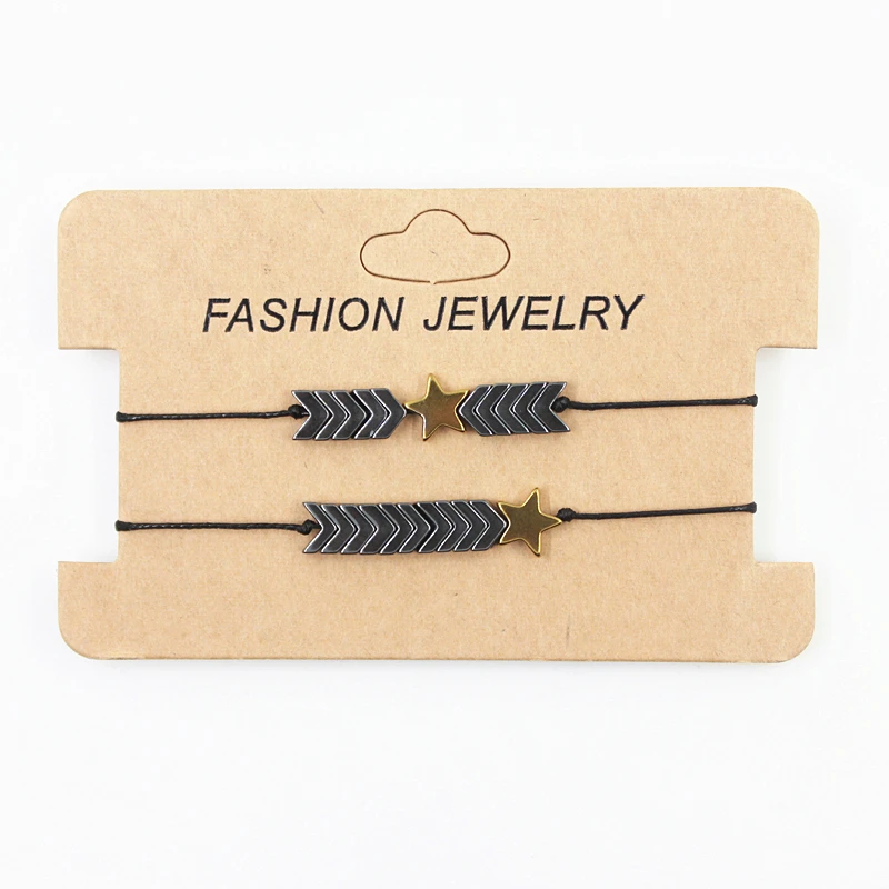 Браслет из гематита с желтыми звездами 6 х7 мм браслет бусинами Плетеный макраме