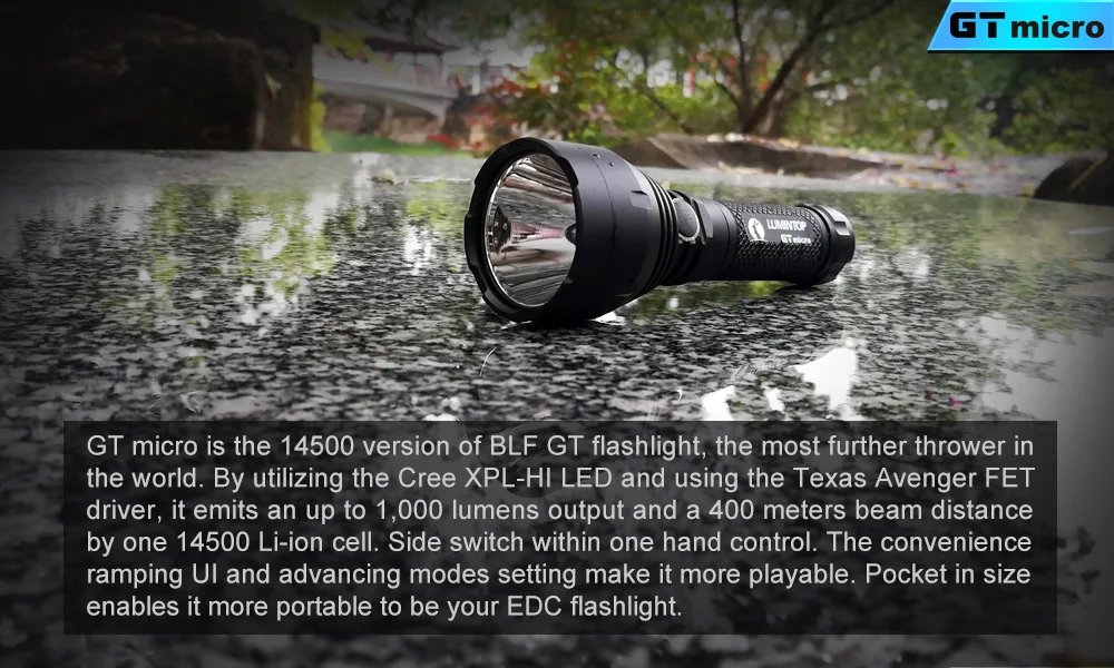 LUMINTOP GT micro BLF GT фонарик Cree XPL-HI светодиодный Макс 1000 люмен дальность луча 400 метров 50000cd EDC фонарь маленький фонарик