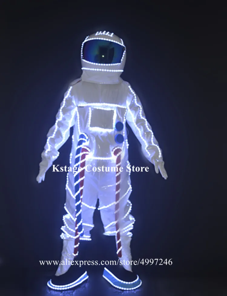 KS77 Party cosplay ballroom dance led costumes luminous robot men suit astronaut show perform outfits dj wear RGB colorful cloth | Дом и сад
