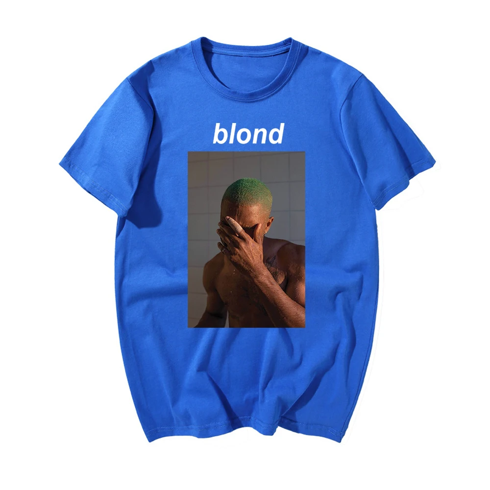 Blue Модная футболка с принтом Frank Ocean Blond, Забавные футболки Harajuku, повседневные хлопковые футболки с коротким рукавом, новая летняя футболка мужская хип-хоп - Цвет: Blue