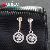korean version of the simple fashion silver earrings s925 sterling silver earrings female rose gold zircon earrings ladies gift