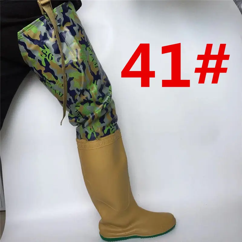 Camo 41 Высокие регулируемые по высоте рыбацкие охотничьи сапоги из водонепроницаемого ПВХ материала, мягкие сапоги, уличные охотничьи рыбацкие сапоги+ сапоги - Цвет: Camo 41