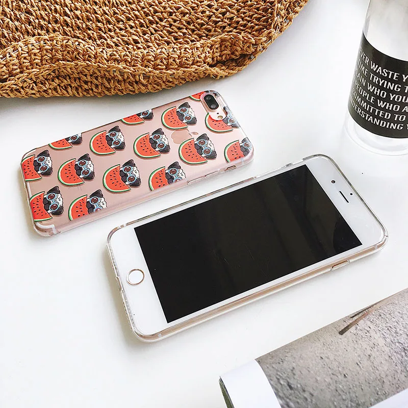 POBLU Летние Фрукты Арбуз собака шаблон сотовый Чехол для телефона iPhone X 6 S 7 8 плюс