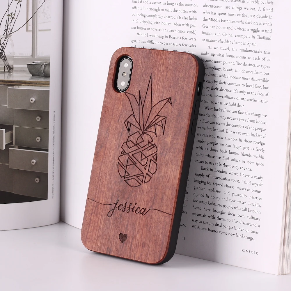 Pineapple-RoseWood-2 Карта мира Король Лев компас ананас персонализированный пользовательский деревянный чехол для телефона для iPhone 11 Pro Max XS Max 7 7Plus 8 8Plus X - Цвет: Pineapple-RoseWood-2