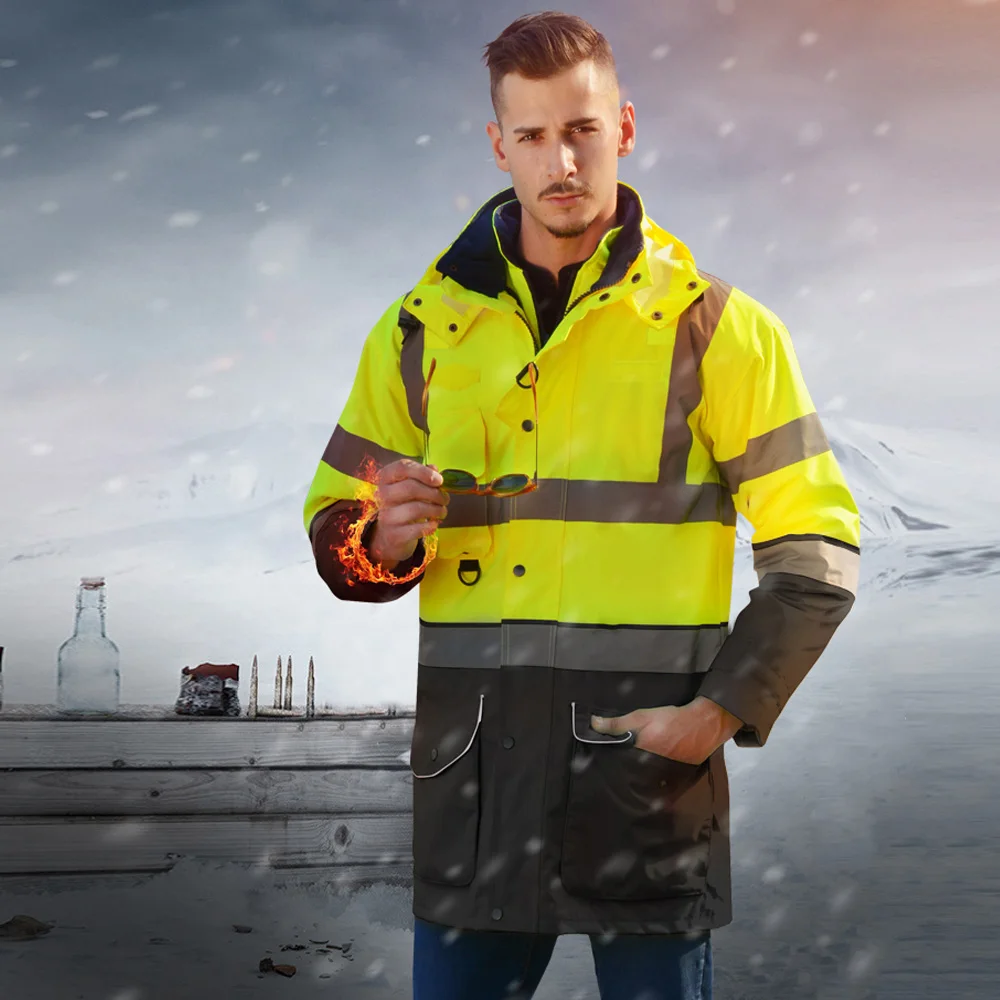 SFvest EN471 ANSI/SEA 107 AS/NZS Hi vis 7 в 1 Водонепроницаемая парка ветровка рабочая одежда дождевик Светоотражающая Защитная куртка