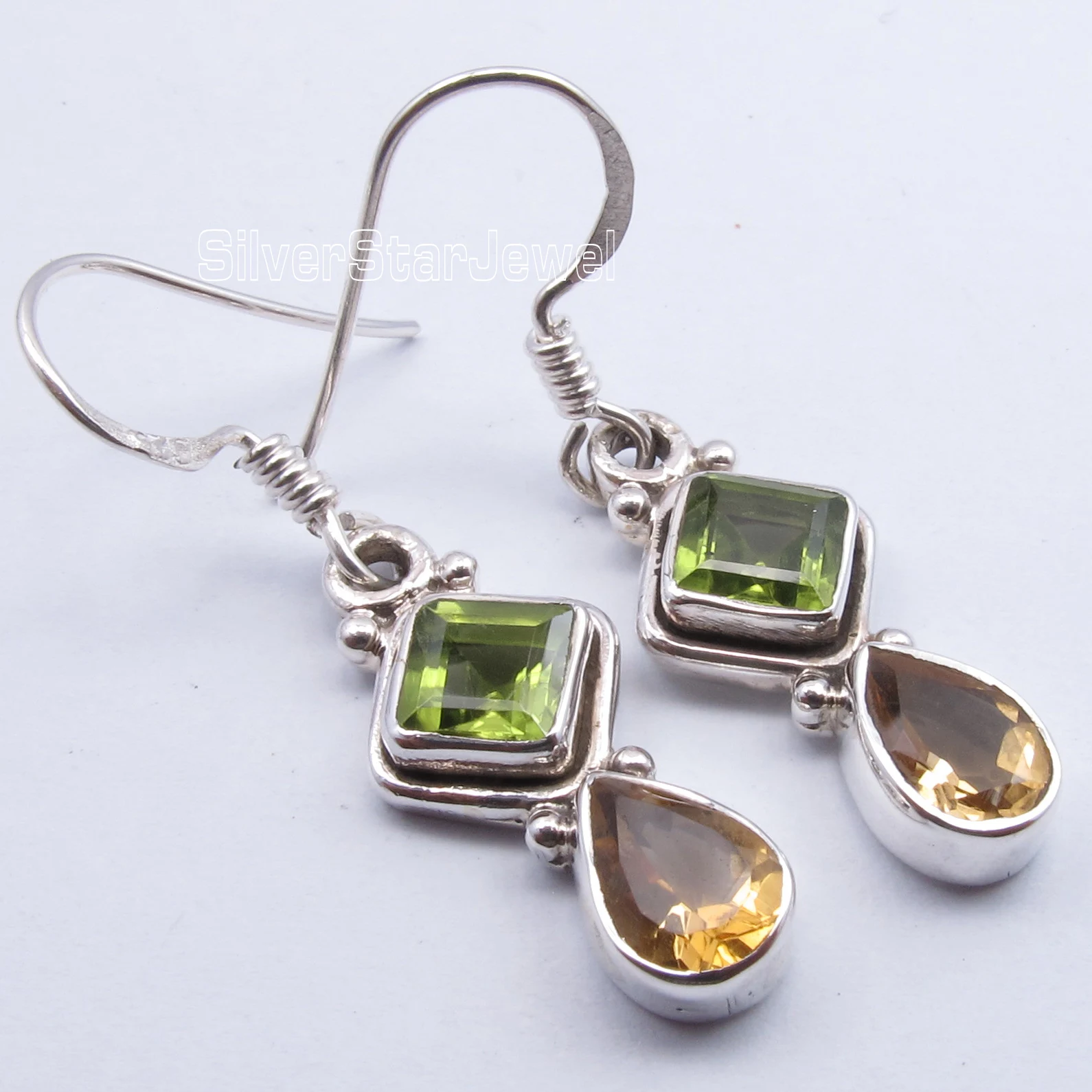 Chanti International PERIDOT & Citriness 2 камни висячие серьги 3 5 см 8 граммов|dangle earrings|earrings danglecitrine