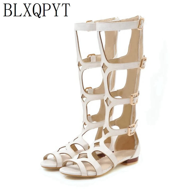 

BLXQPYT WHITE Color Women Sandals Woman Shoes Thong Gladiator Flat Sandals ZIP Chaussure Big Size 34-48 tenis feminino x362-8