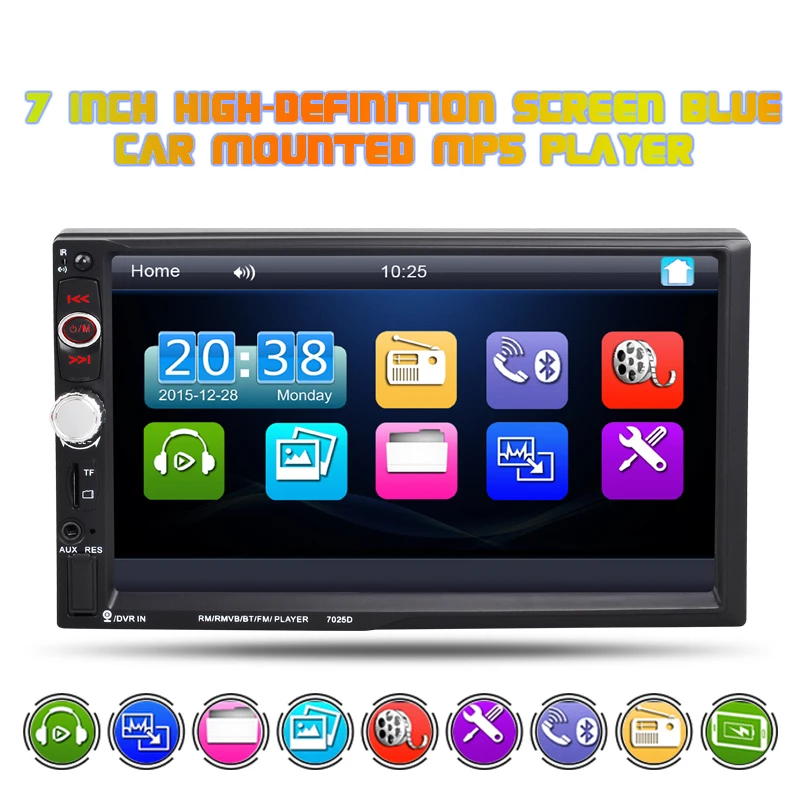 2 DIN Bluetooth hand-free Car Radio Player MP3 MP5 SD card Auxin 7 Inch 7025D video mirror link autoradio radiocar | Автомобили и