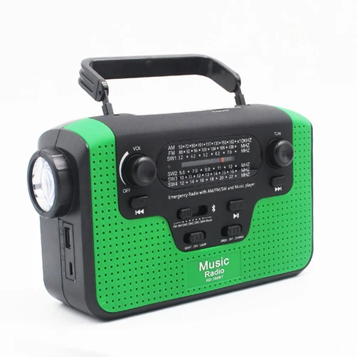 Многофункциональный Динамо FM/AM/SW1-SW4(TF карта) радио Ручной Солнечный радио Bluetooth динамик USB зарядное устройство для телефона светодиодный фонарик
