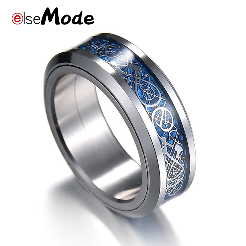 Модные вращающиеся обручальные кольца ELSEMODE из титановой стали 6 14 размеров 8 мм с