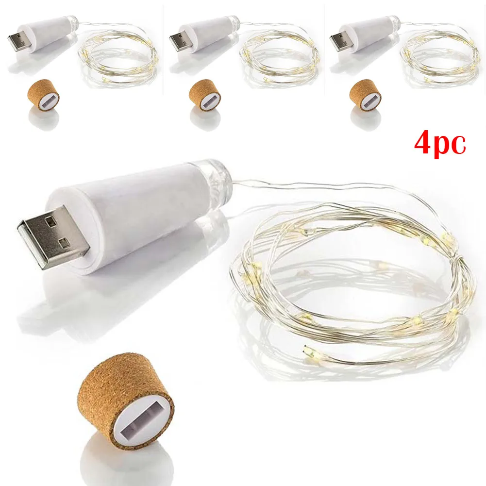 1 шт./4 шт. 5 м 15 светодиодов USB перезаряжаемая пробковая лента для бутылки вина
