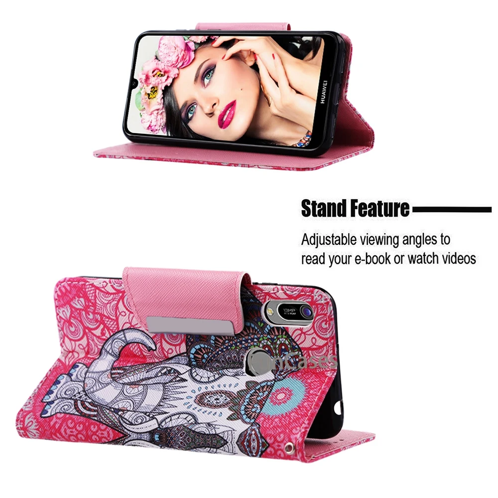 Для Huawei Y6 2019 кожаный чехол кошелек Phoen для Prime Coque откидной hoesje Funda|Бамперы| |