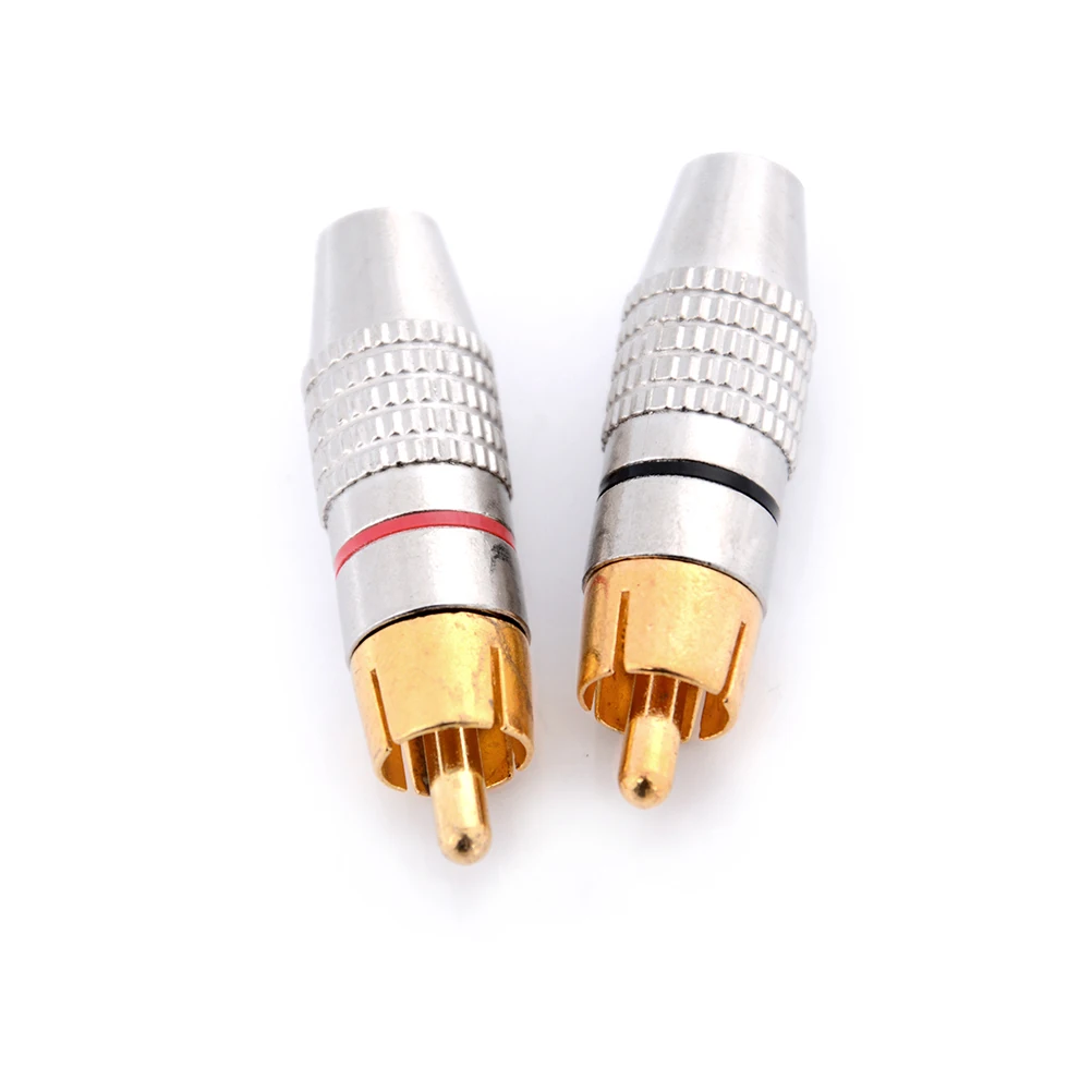 2 шт./компл. черный + красный золотой разъем RCA паяльный аудио-видео адаптер