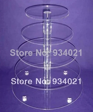 

Hot selling free shopping/5 Tiers Round Maypole Wedding Celebration Fairy Acrylic Cup Cake Stand wedding decoration