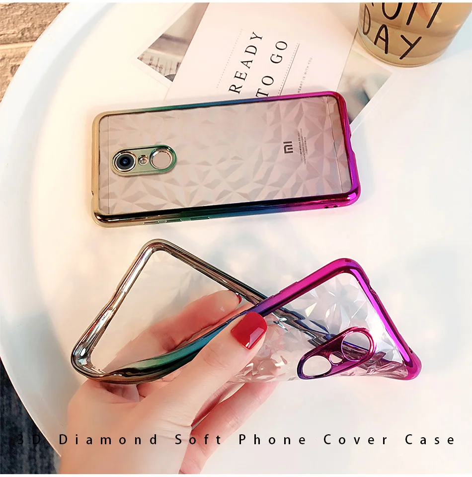 Мягкий силиконовый чехол с градиентом 3D алмазного рисунка для Xiao mi A2 lite 8 6 Red 6a 5a Note