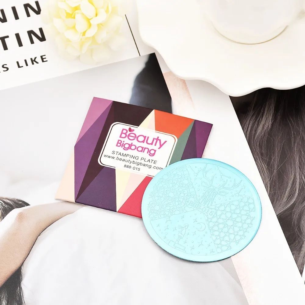 BeautyBigBang круглая Звезда Луна дизайн штамповка для ногтей звездное небо Шаблон