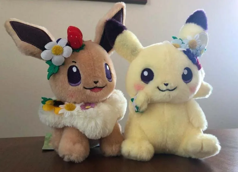 Японская аниме игра Пикачу и Eievui Пасхальный Eevee с цветком плюшевая кукла мягкая игрушка ограниченная плюшевая кукла игрушка